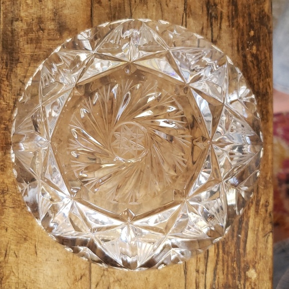 Vintage Ashtray Glass Clear Pinwheel Star of David-8 point Star-Lead Crystal - Picture 4 of 5